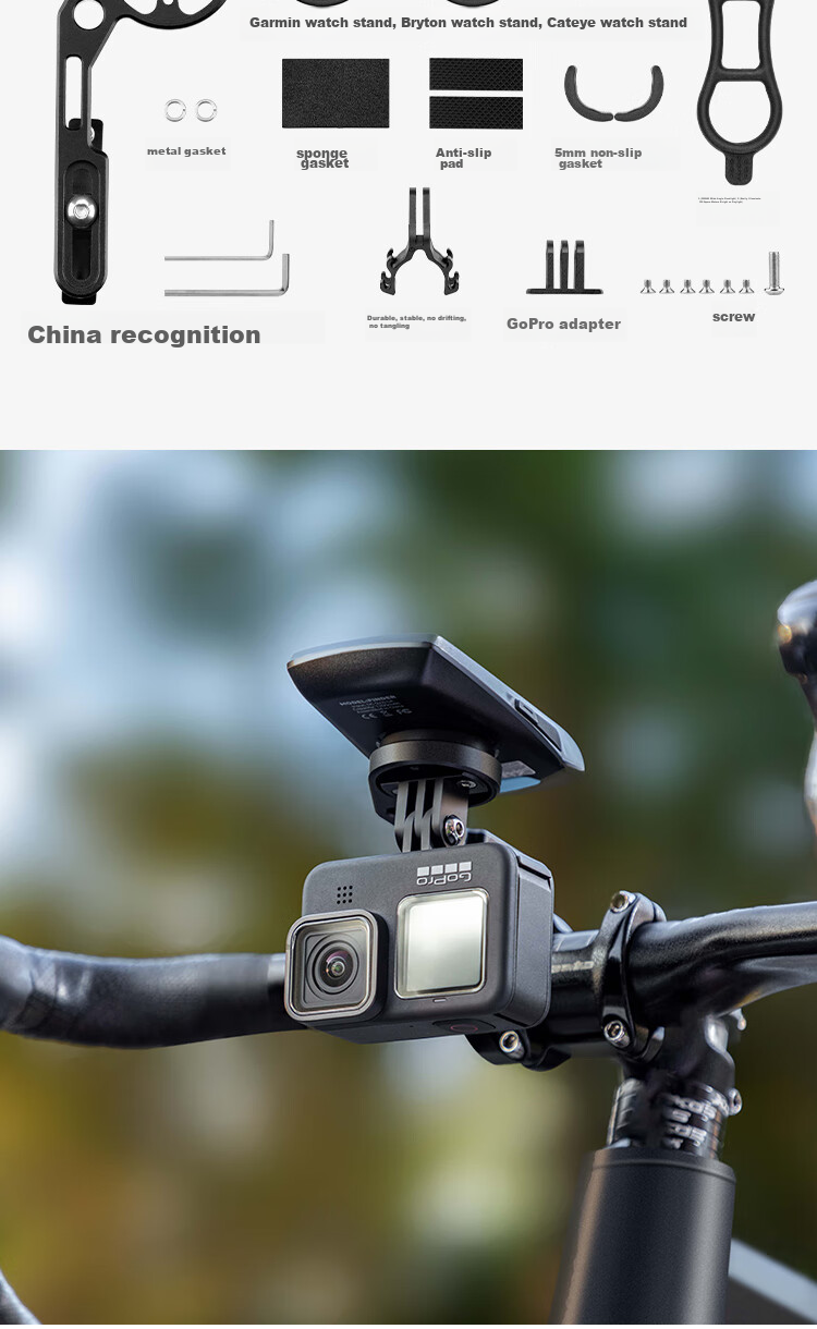 Move Iron Bicycle Handlebar Stem Mount, Road And Mountain Bike Extension Bracket, Sports Camera Multi-Functional Adjustable Telescopic Mount 15