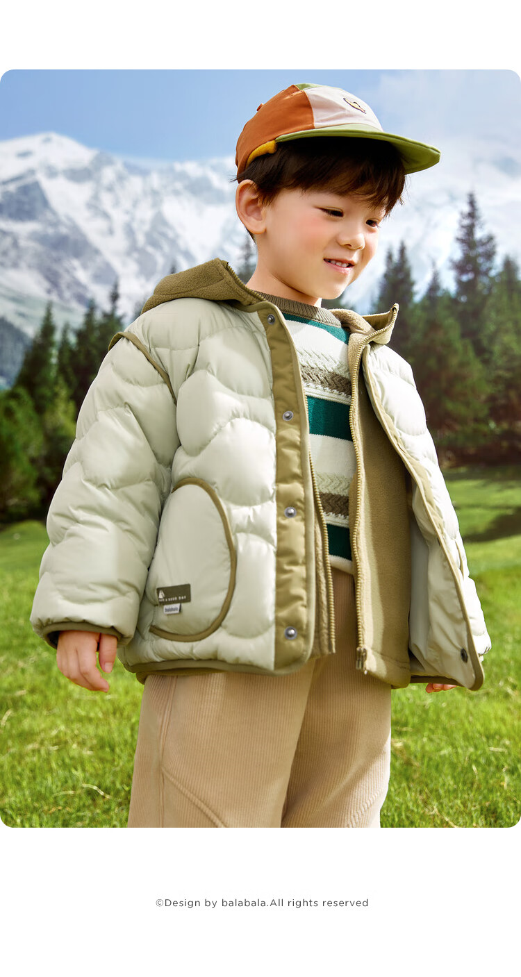 BALABALA Boys' down Jacket, Winter 2023 Children's Light down Fleece Inner Layer, Two-Piece Children's Suit 9