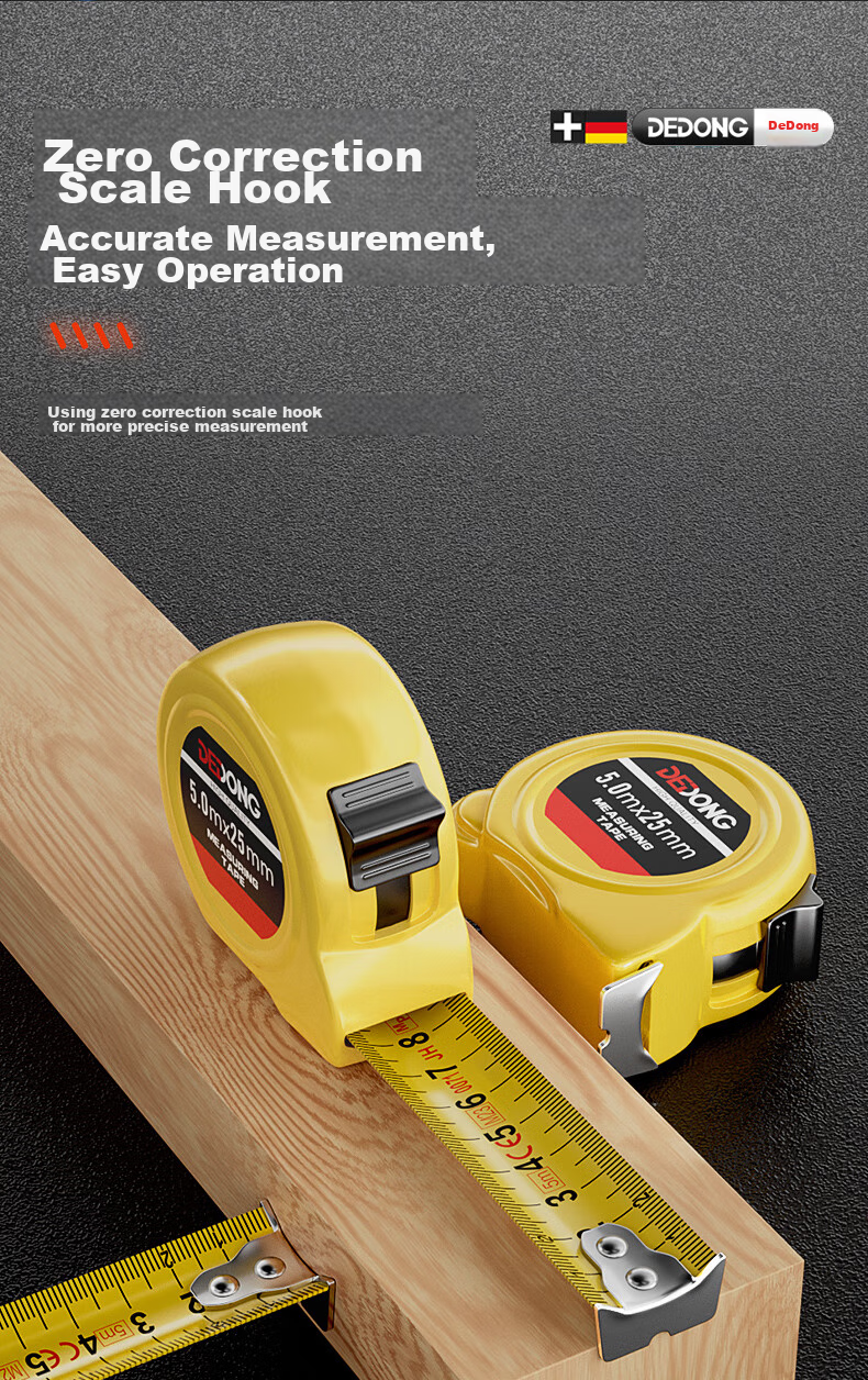 Dedong Steel Tape Measure, Authentic Precision Meter Ruler Box Ruler Stainless Steel Construction Site Engineering Special Anti-Cut Hand Ring Ruler High Precisio 9