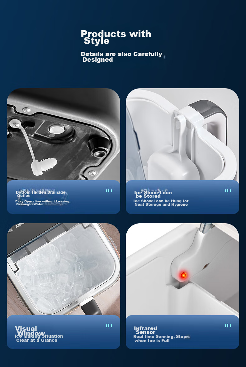 SUPOR Ice Maker for Home, Compact Cube Machine, Mini Office Dorm Three Ice Making Modes, Bullet Ice, Rapid Ice Production, Self-Cleaning SW-ZB12T001 22