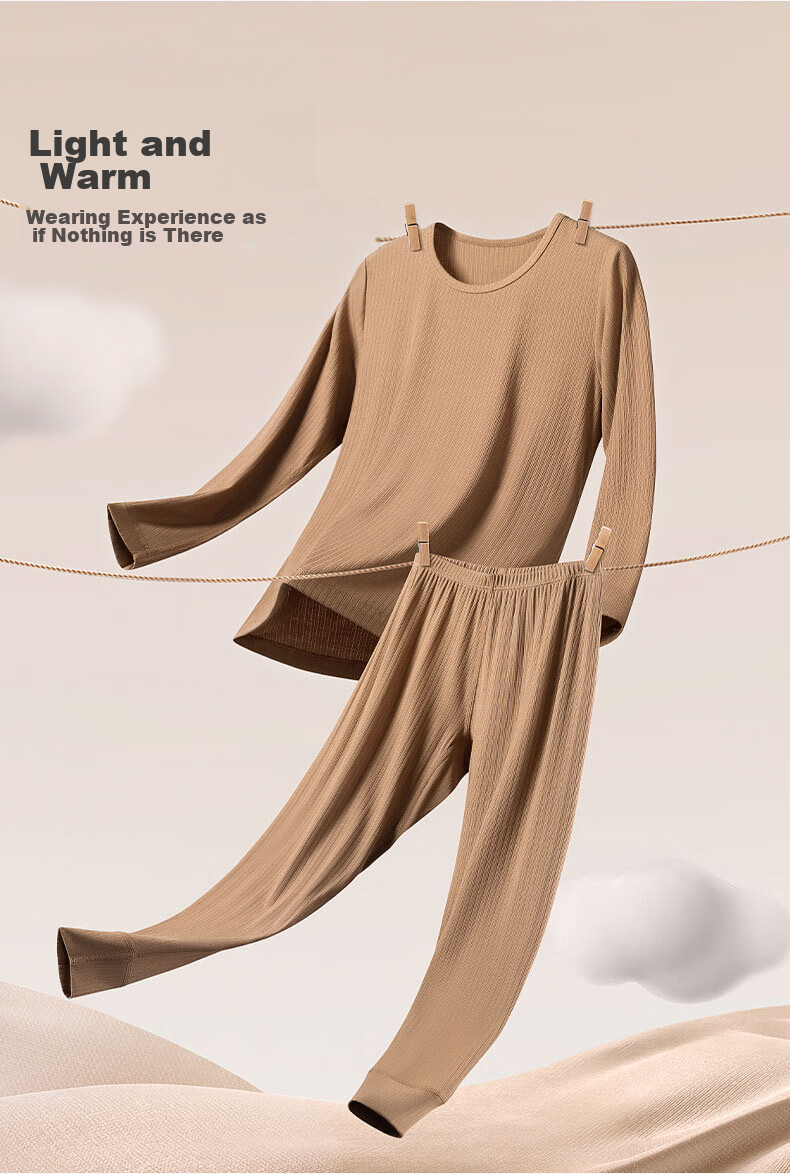 AIMER KIDS Little Heater [Light Warmth] Thermal Underwear for Girls, Moisture-Wicking And Heat-Generating Autumn Top And Pants Set, Oil Chestnut Brown, Size 160 5