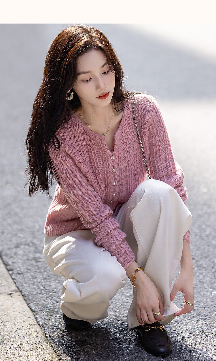 Dme [Mijingqingshu] Spring And Autumn Simple Style Sweater with Wool, Commuter Pullover Round Neck, Concealing Comfortable Knit Top for Wome 17