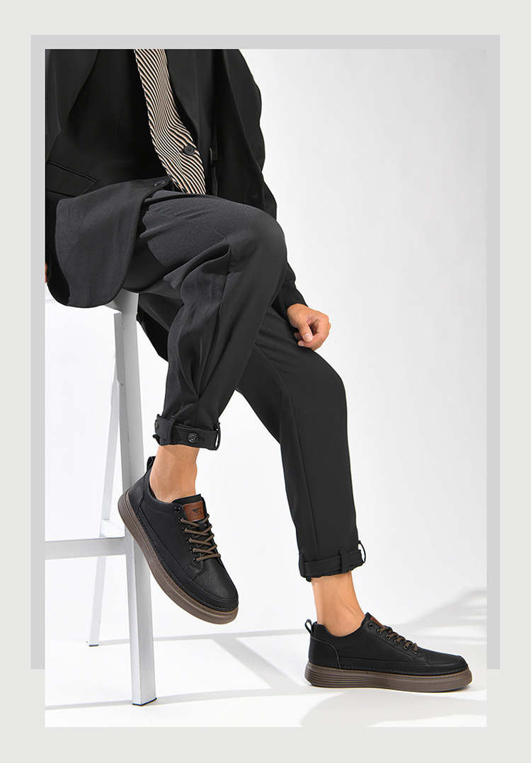SEPTWOLVES Men's Versatile Shoes, Men's Sneakers, Men's Leather Shoes, Casual Shoes for Men W8333083270 Black-Brown 38 3