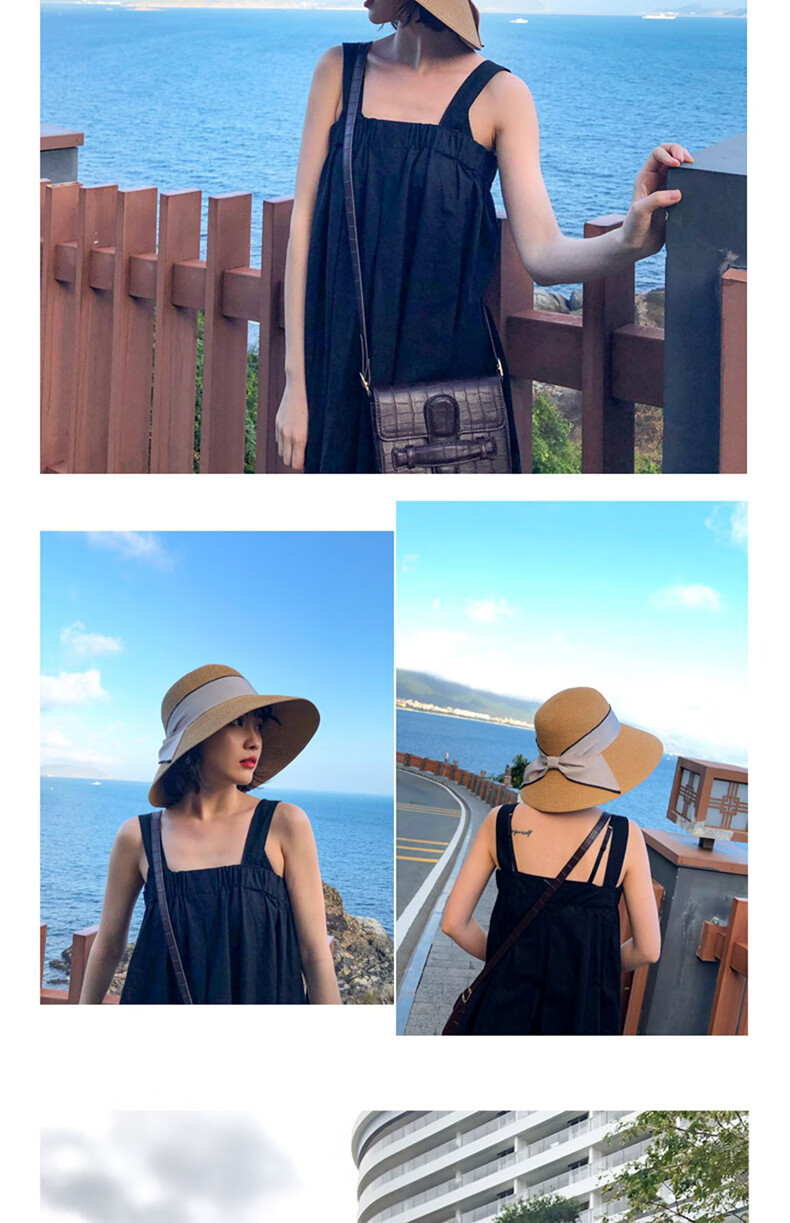 XUEXIMAN Women's Straw Hat Ins Style Summer Foldable Beach Hat Face Covering Sun Hat Bowknot Fisherman Hat Sunshade Hat Bucket Hat 25
