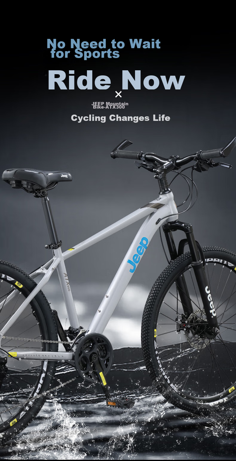 Jeep Mountain Bike with Gears And Disc Brakes, for Students And Teenagers, Commuter Use, Premium Gray, 26-Inch, 27-Speed 2