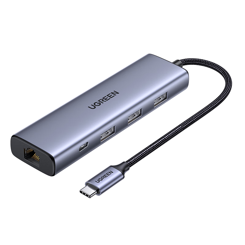 UGREEN Type-C to 2.5G Network Card Expansion Dock with Ethernet Port, USB3.2 Expansion Dock, RJ45 Network Cable Adapter, Compatible with MacBook And Apple Computers, Interface Converter for Laptops