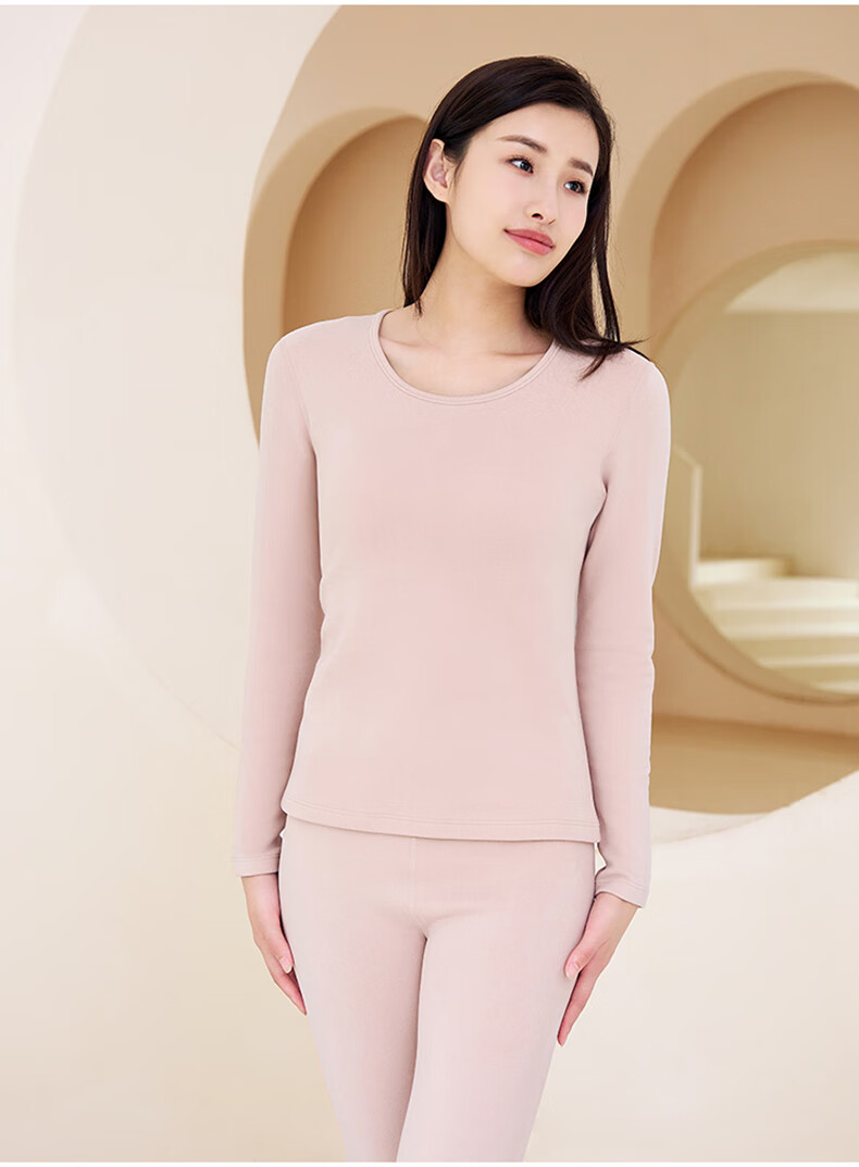 Yiershuang [Anti-Mite And Odor-Resistant] Autumn And Winter Cashmere Silk Thermal Underwear Set, 5A Antibacterial Ladies' Fleece-Lined Autumn Top And Pants 1