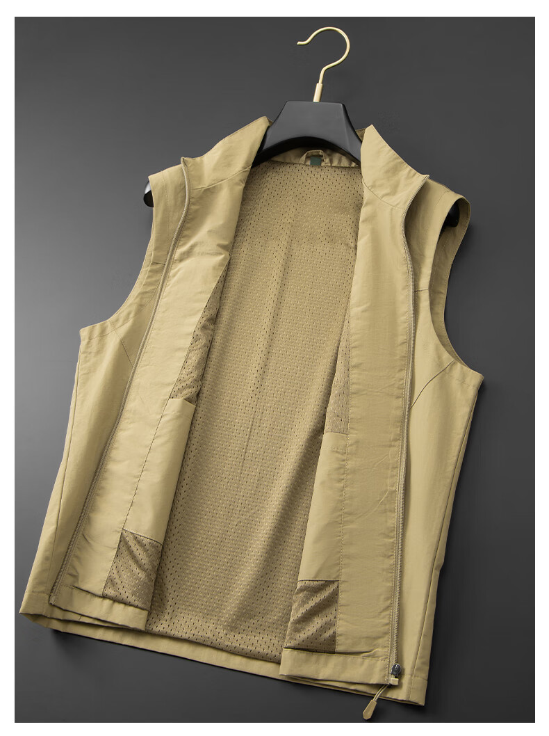 JEEP SPIRIT Men's Spring and Autumn Casual Sleeveless Vest Khaki L 33