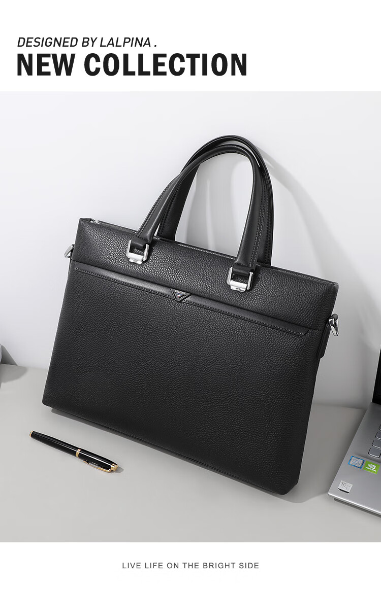 L'ALPINA Italian Briefcase, Men's Leather Handbag, Laptop Business Crossbody Shoulder Bag 3