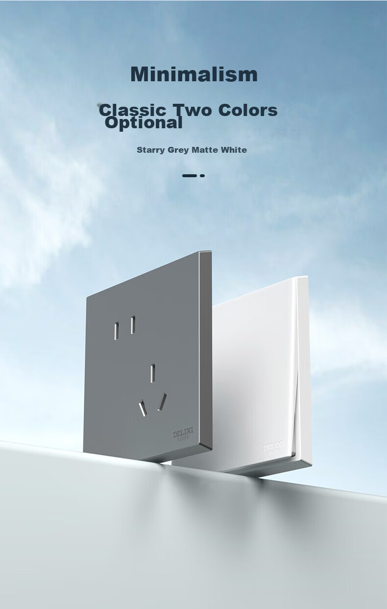 DELIXI Switch Socket Panel, 86-Type Panel, CD229, Three-Gang Switch, Triple-Gang Double-Control Switch, Space Gray Large Panel 22