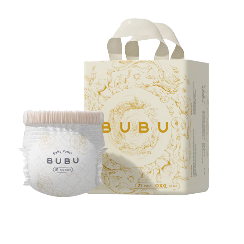 BUBU Silk Road Pull-Up Diapers XXXXL Size 22 Pieces (18-21KG), Silk Extract Ultra-Thin Dry Breathable