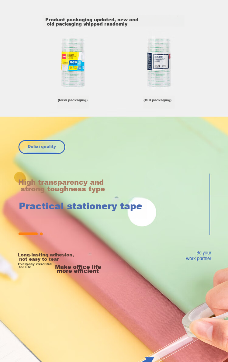 Deli Strong Transparent Tape, 8mm*20y High Adhesive Small Tape, Back-To Essential School Supplies, Error Correction Student Stationery, 12 Rolls/tube, Office Supplies, 30000 1