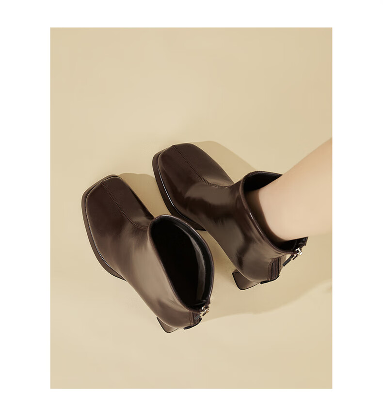 Daphne Fashion Chunky Heel High Heel Ankle Boots Women Winter Fleece Lined Fashion Boots French Style Slim Boots Black 37 6