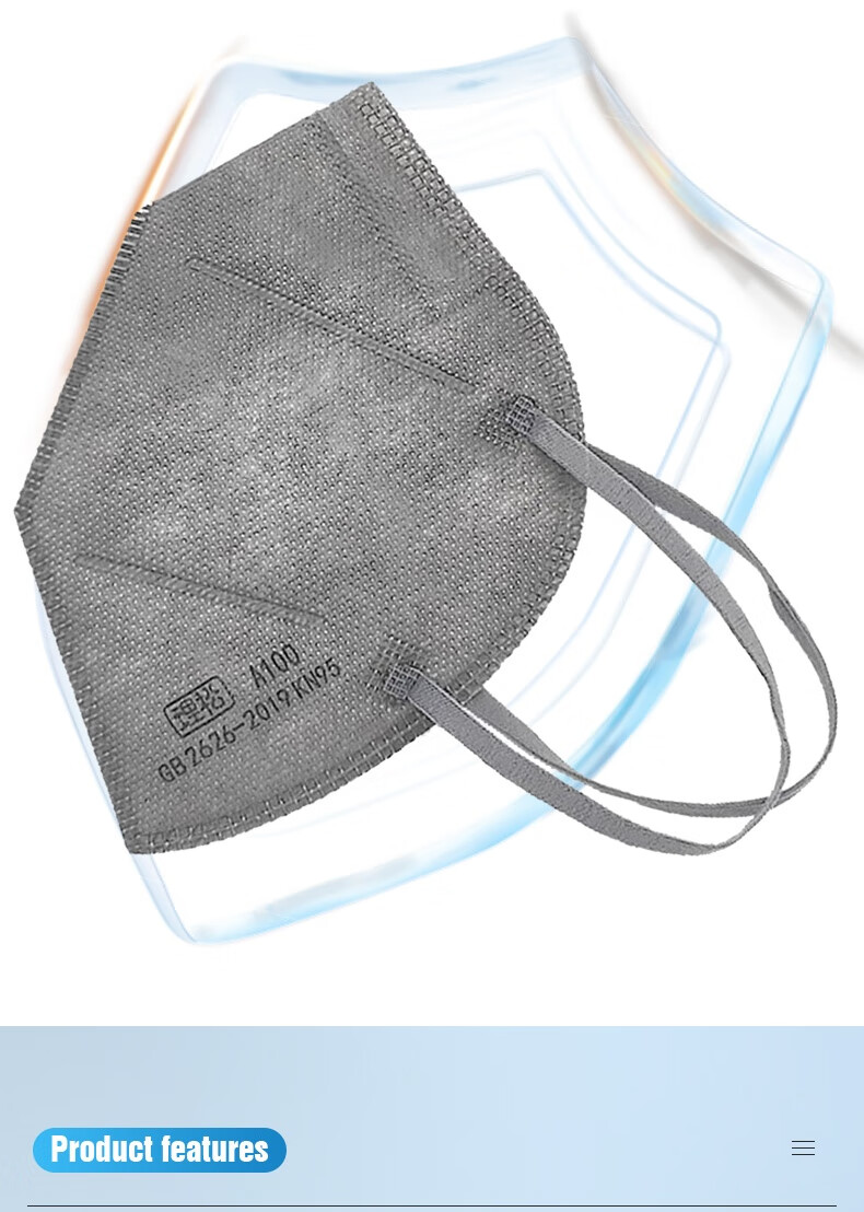 Lisong Dust Mask KN95 Foldable Ear-Loop A100 Dust, Smog, Droplet Industrial Dust Mask for Renovation, Grinding, Mining, Wood, Stone, Metal Processing Gray (50 Pieces) 1