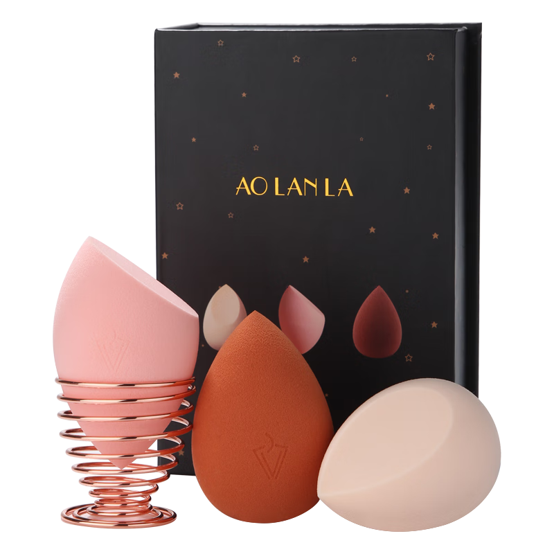 AOLANLA Beauty Sponge Set of 3, Dual-Use for Dry And Wet, Sponge Makeup Pads, Air Cushion Powder Puff, Individually Packaged with Sponge Holder