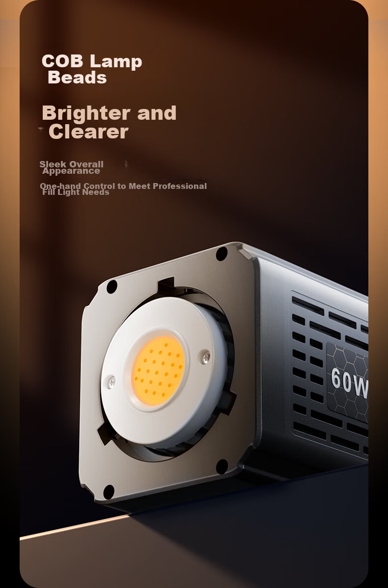 CRENOV [12000mAh] 60W Dual Color Temperature COB Fill Light with Built-In Battery, Desktop Live Streaming Professional Photography Studio Clothing Studio Continuous Lighting Indoor Photography Portable Fill Light 3