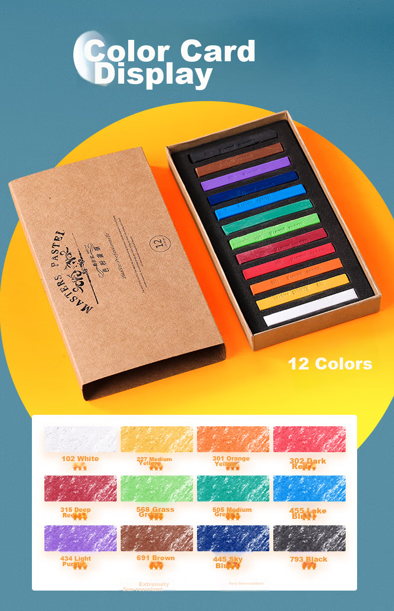 Marie's 36-Color Pastel Pencils, Colored Soft Pastel Sticks, Blackboard Chalk, Children's Wall Drawing And Graffiti Chalk Set F-2036 Drawing Pencils 14