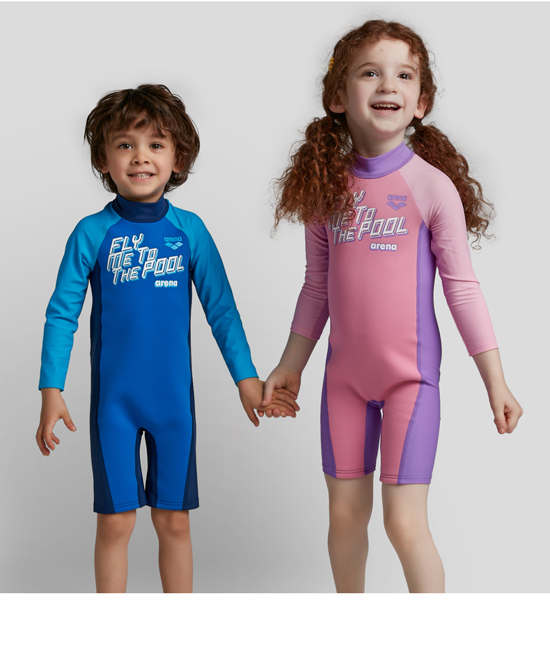 Arena Children's Long-Sleeve Swimsuit with Shorts, One-Piece Swimwear for Older Kids, Sun Protection, Chlorine-Resistant, Quick-Drying, Professional Training, Vacation, Hot Springs 8