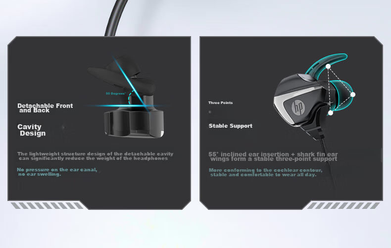 HP DHH-3113 Gaming Wired Headset, In-Ear Headphones with Microphone, Smart Noise Cancellation, Mic for Mobile Phones And Computers, E-Sports Deep Bass Triangular Office Study Music Headphones 9