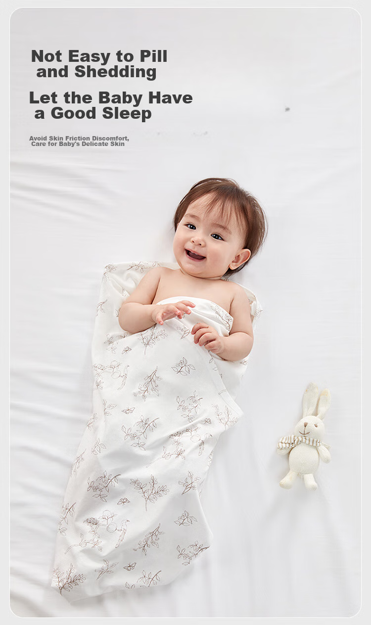 PurCotton Baby Swaddle, Antibacterial Knitted Blanket, Pure Cotton Newborn Wrap, Air Conditioning Cover, Fairy Tale Tree House Design, 90×90cm 10