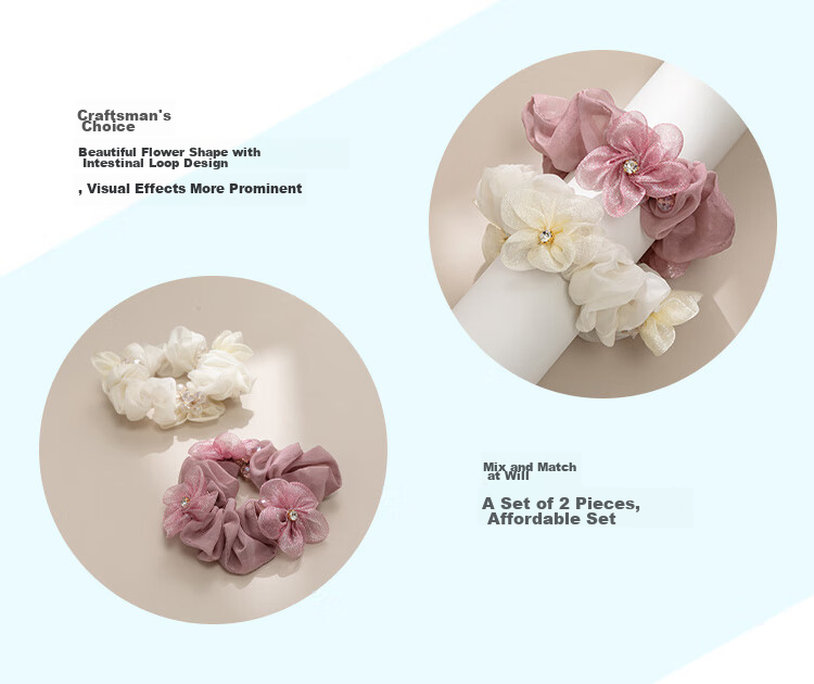 CHIMERA 2-Piece Hair Ties, Flower-Shaped Hair Bands, Bun Holders, Ponytail Holders, Hair Accessories, Elastic Bands for Women, Mid-Autumn Festival Gift 18