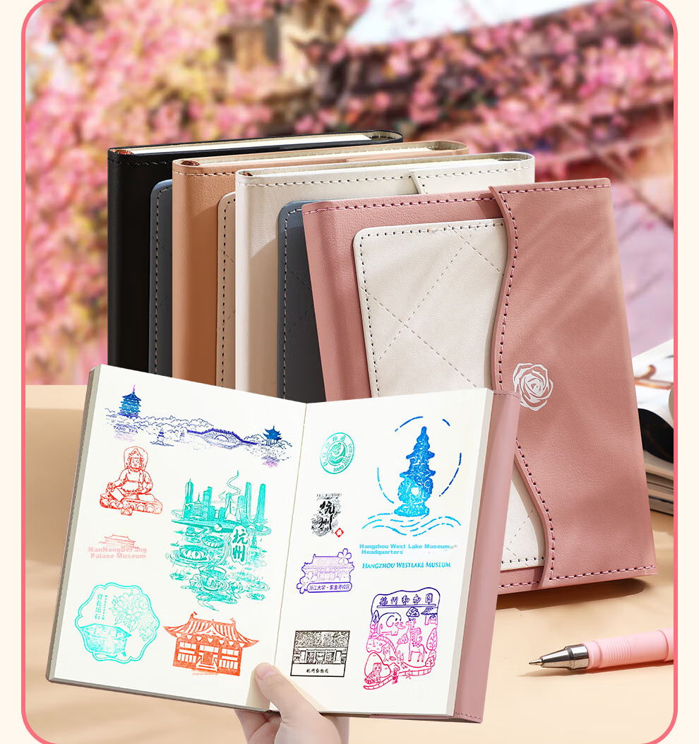 Faramon Travel Stamp Collection Book B6 Handbag Stamp Album Museum Stamp Collection Book Travel Souvenir Blank Notebook Check-In Journal Scenic Spot Visit Book Black 11
