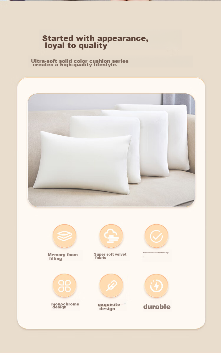 Aeromax Sofa Cushion, Memory Foam Home Pillow, Simple Style Rectangular Bed Backrest, Solid Color Ultra-Soft Velvet, 30*50 2