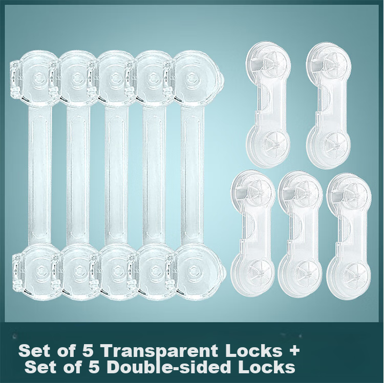 9I9 Baby Drawer Lock, Child Safety Lock, Baby Refrigerator Lock, Cabinet Door Lock, Long Lock, Pack of 10, A235 14