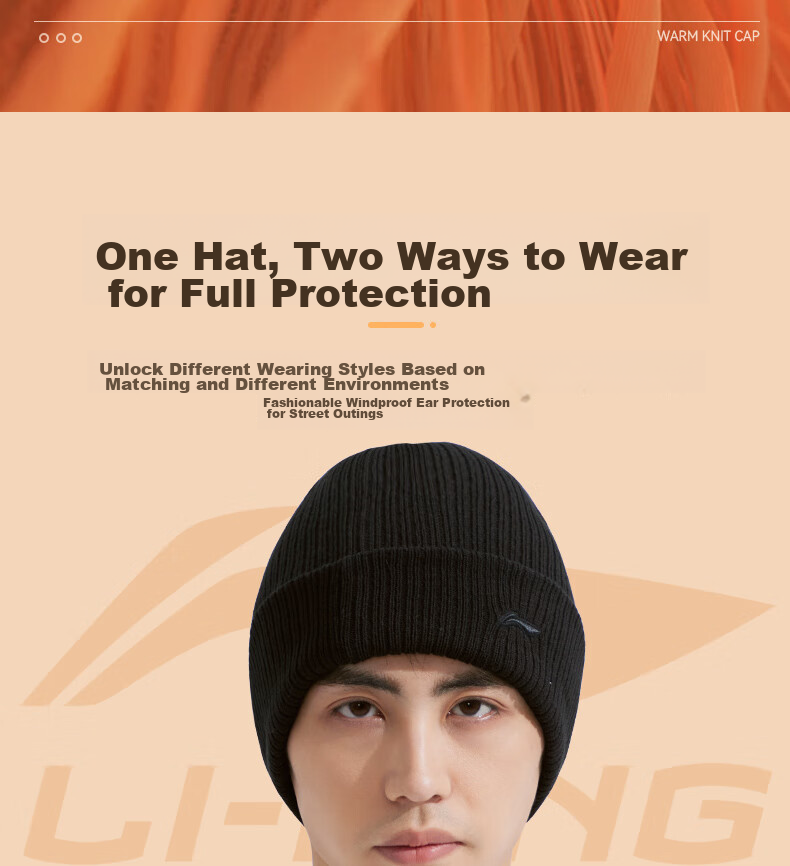 Li-Ning Ski Hat, Autumn And Winter Knitted Cold Cap, Ski Helmet, Warm Elastic Soft Versatile Fleece Hat, Deep Floral Gray 5
