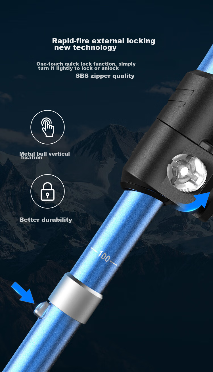 JD Original [Zhixuan] 3K Carbon Fiber Aluminum Alloy Trekking Pole, Ultra-Light Foldable Outdoor Hiking Walking Stick, Blue, SZ300 9
