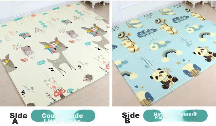 JOYNCLEON Crawling Mat, Baby Cartoon Play Mat, Infant Thickened Living Room Foldable Double-Sided Carpet, Jwj32985 10