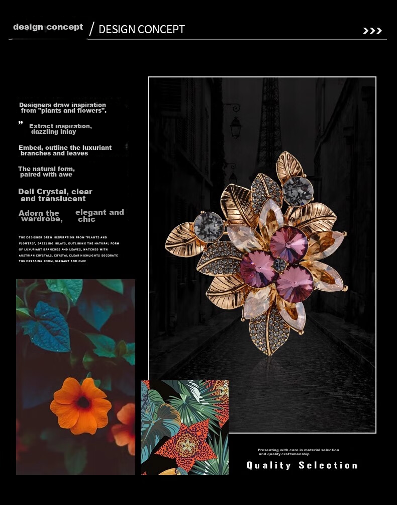 Eternelle French Eternal Austrian Crystal Brooch, High-End Luxury Accessory, European And American Vintage Corsage, Simple Collar Pi 2