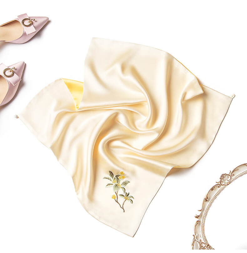 Zhijinlou Suzhou Embroidery Silk Scarf for Women, Mulberry Silk Handmade Embroidered Scarf, Floral Pattern Scarf, Gift for Mom's Birthday Or Mother's Day 11