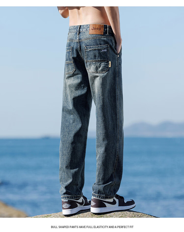 JEEP High-End Men's Jeans, New Spring/summer 2026 Style, Loose Wide-Leg Pants, Casual Straight-Leg Trousers for Me 11
