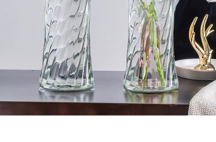 Jidukongjian Glass Vase, Living Room Decoration, Desktop Ornament, Hydroponic Flower Arrangement, Transparent Glass Vase, Diamond-Shaped, Lucky Bamboo 8