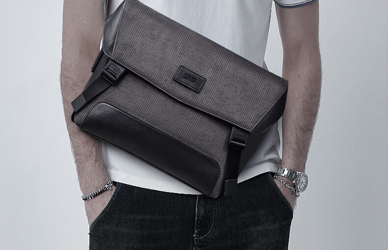 BVP Genuine Leather Crossbody Bag for Men, Large Capacity Shoulder Bag, Casual 2026 Spring/summer Trendy Commuter Messenger Bag, Birthday Gift 17