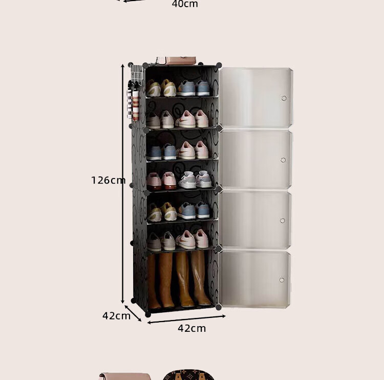 Anerya Shoe Cabinet Entrance Shelf, Indoor Dormitory Multi-Layer Dustproof Storage Unit, Single Column with 6 Layers 10