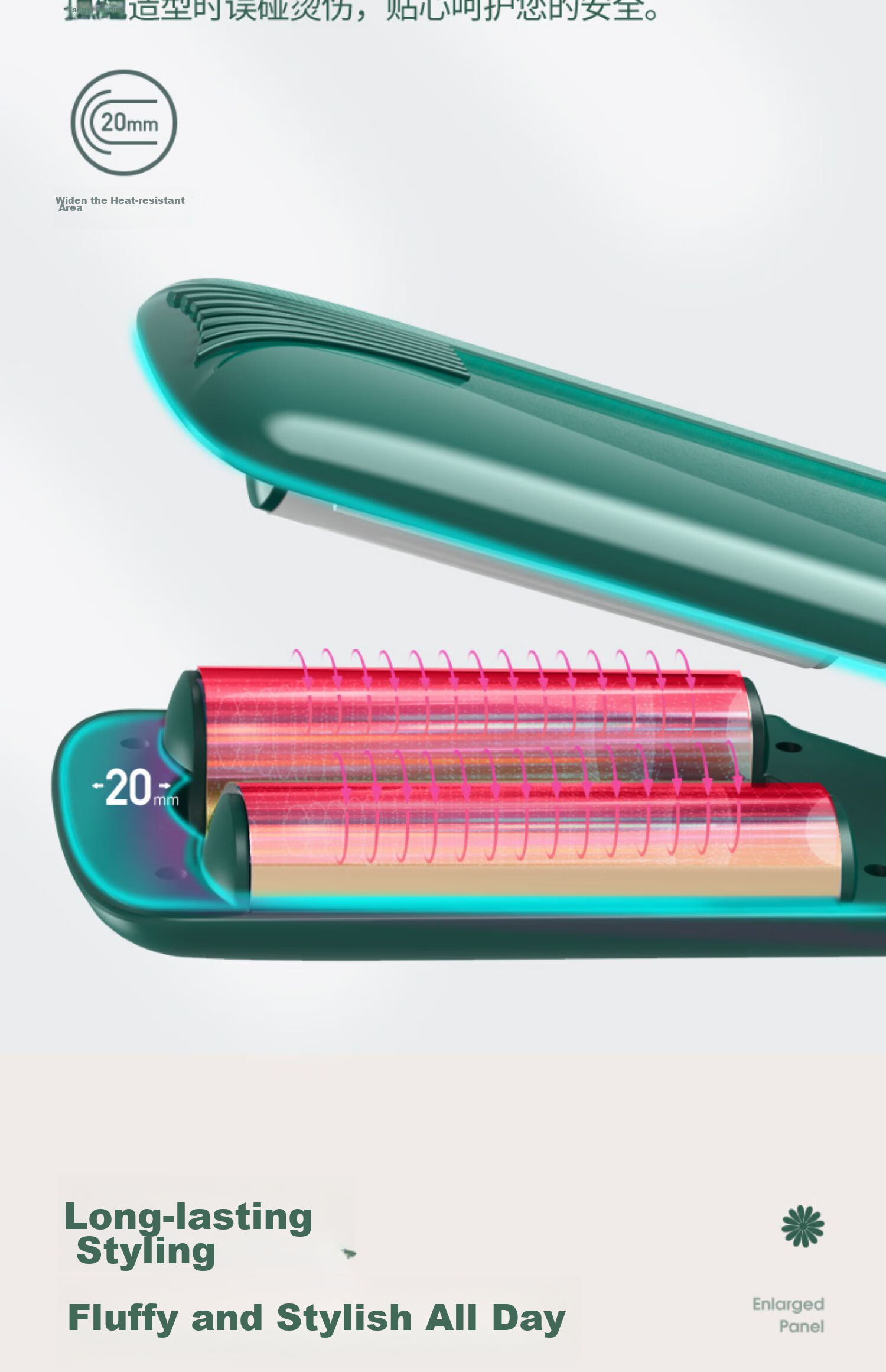 AUX Egg Roll Curling Iron, 25MM Korean Water Wave Pattern, Fluffy Hair, Anti-Frizz Negative Curler, Egg Roll Curler for Women, Gift for Girlfriend 14