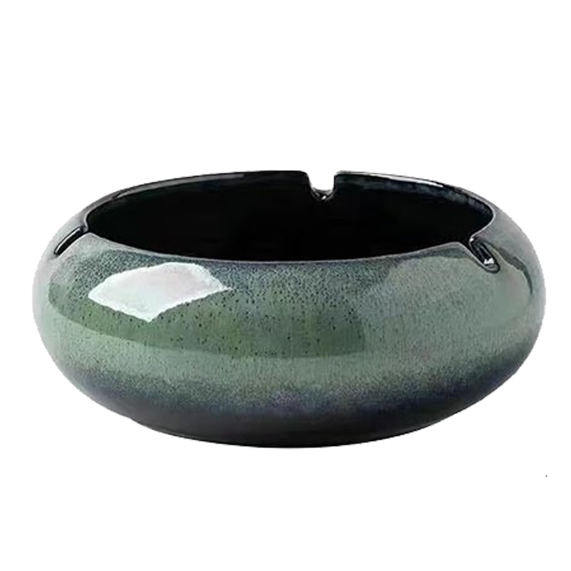 Bangushan Ashtray, Ceramic Ashtray for Home Living Room, Creative Office Ashtray Decoration, Deep Gree