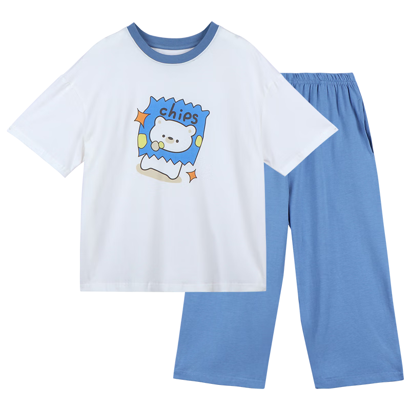 Hodo Children's Cotton Pajama Set, Home Wear for Boys And Girls, Summer Thin Air Conditioning Clothes, Moisture-Wicking And Sweat-Absorbing, 3251 130