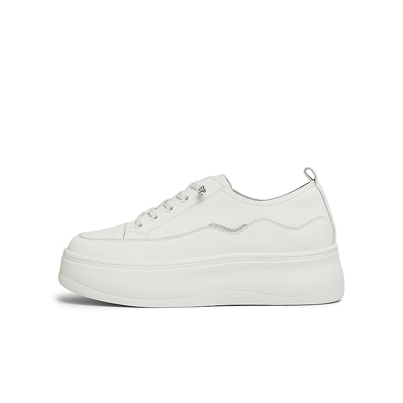 TEENMIX White Sneakers, Same Style As in Department Stores, Women's Lace-Up Thick-Soled Casual Skateboard Shoes, Spring 2025
