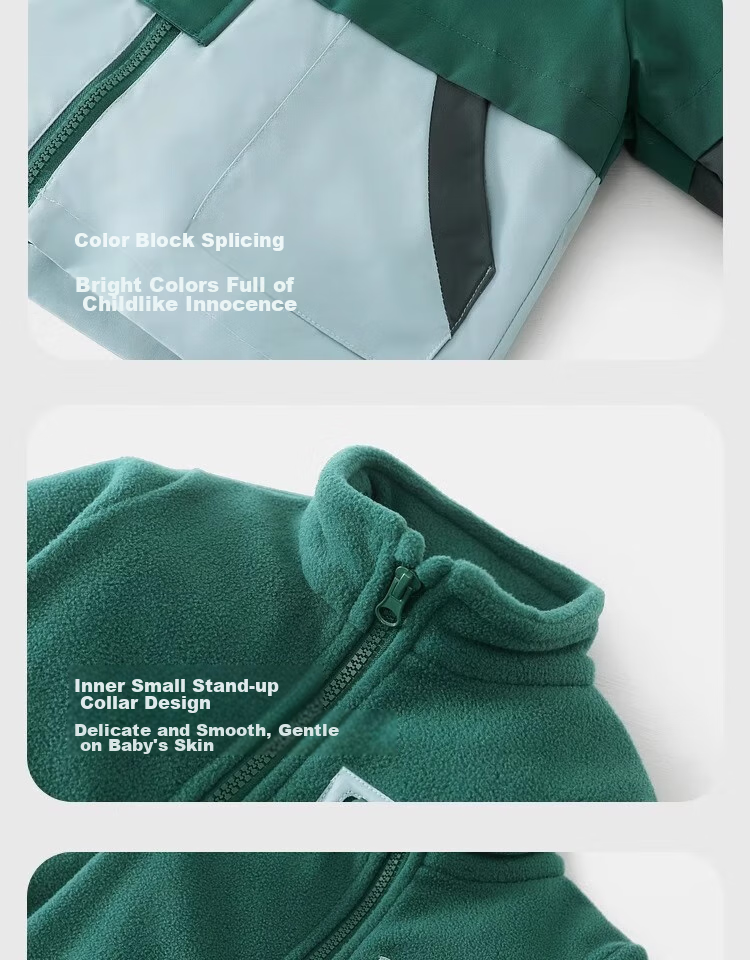 Ciciibear Children's Windbreaker Jacket, Boys' Three-In Autumn Clothing, Baby Fall/winter Fleece Top 25