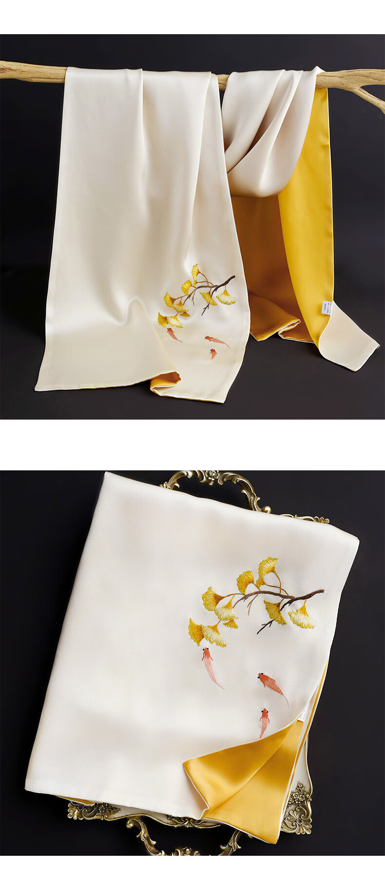 Hangsifu Suzhou Silk Scarf, Bookmark Pen Set, Mulberry Silk Shawl, Outer Wrap, Autumn And Winter Season, Mother's Birthday Gift 17