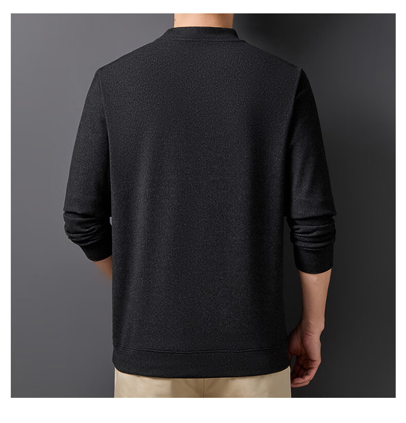 ROMON Men's Spring and Autumn Business Crew Neck Long Sleeve T-Shirt Quality Casual Base Shirt Jacket Men's 113 Green M 34