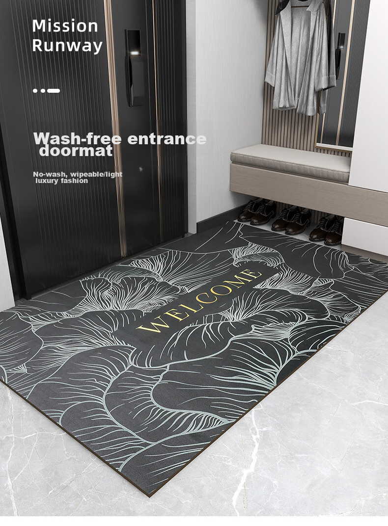 Huaxu Home Entrance Door Mat, Leather Doormat, Foyer Rug, Washable Foot Mat, Cuttable Entrance Mat 1