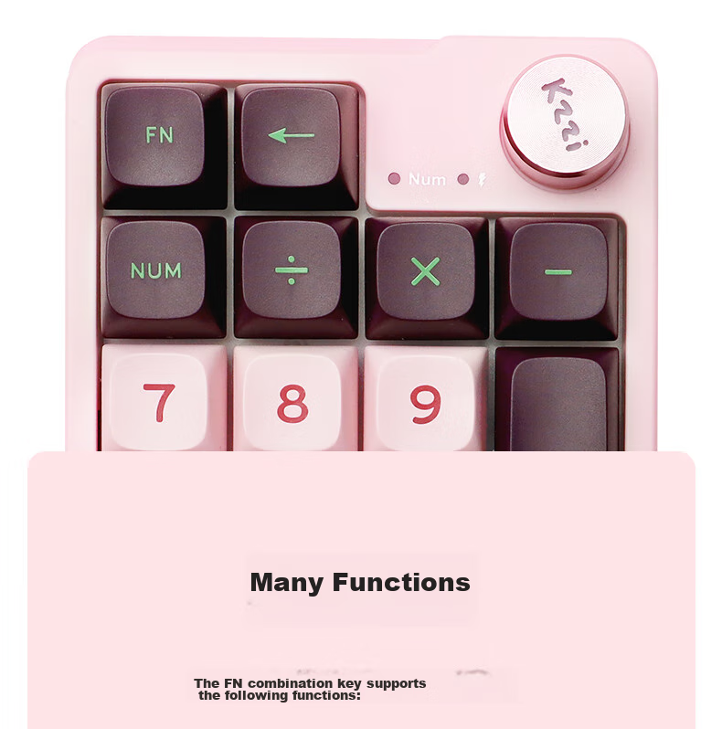 KZZI K20 Wireless Tri-Mode Mechanical Keyboard 19-Key with Knob Numeric Keypad RGB Lighting TOP Structure PBT Keycaps Hot-Swappable All Keys Mido Purple Light Feather Switch V2 6
