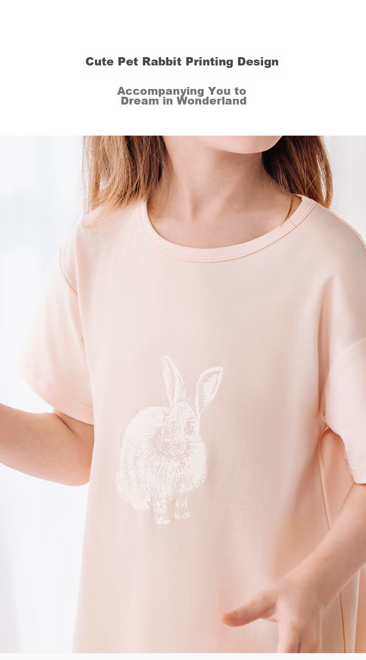 Junejunior [Under Babylove Brand], Children's Nightgown, Spring And Summer Short-Sleeve High-Count Pure Cotton Dress, Girls' Loungewear Pajamas 6