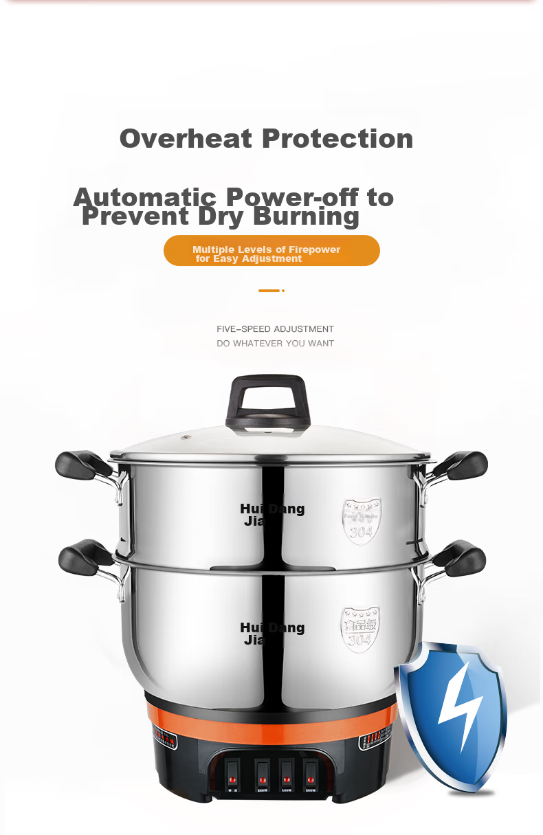 Hui Dang Jia Electric Steamer Pot, Electric Cooking Pot, Electric Wok, Multifunctional Electric Hot Pot, 316L Stainless Steel Electric Pot, All-In Electric Hot Pot, Multi-Purpose Pot G31-28 9
