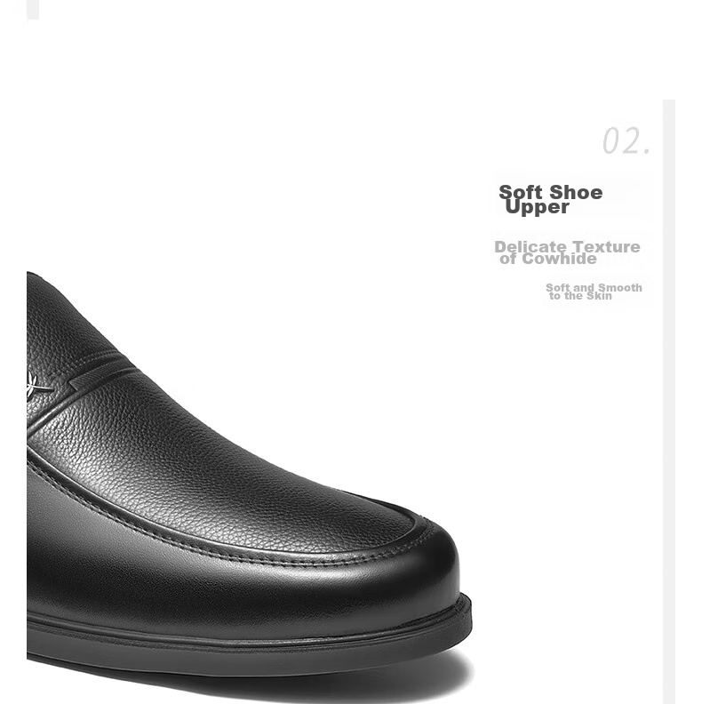 RED DRAGONFLY Leather Slip-On Dad Shoes, Casual Shoes for Men, Business Leather Shoes for Men, WTA23336, Black, Size 44 5