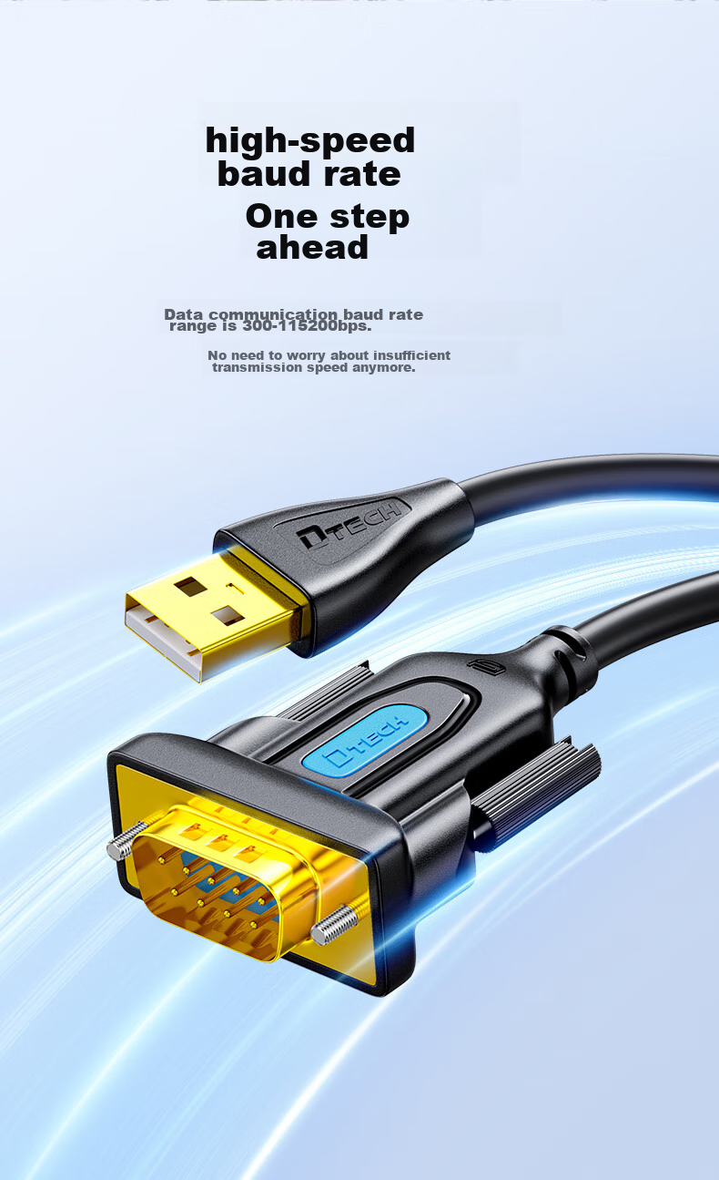 DTECH USB to RS232 Serial Cable, USB to DB9 Male Adapter Cable, Compatible with Attendance Machine, Cash Register, Label Printer, COM Port Debugging Cable, PLC Cable, IOT5075-2M 6